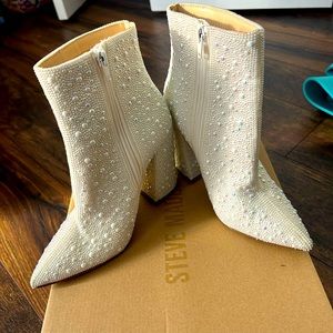 Steve Madden pearl booties - NELLE WHITE